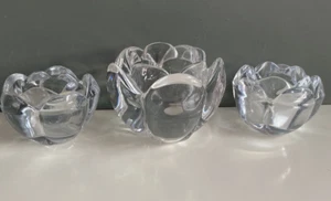 3 Royal Copenhagen Kristallglas Teelichthalter "Lotus" Design 1 groß 2 mittel - Bild 1 von 14