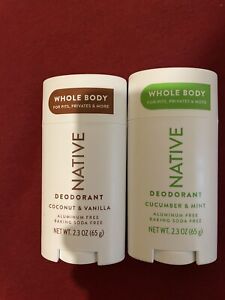 2 Native Deodorant Aluminum Free Coconut Vanilla Cucumbers Mint