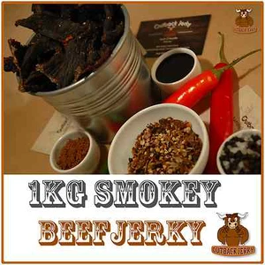BEEF JERKY SMOKEY 1KG HEALTH FOOD Hi PROTEIN LOW CARB PRESERVATIVE FREE - Picture 1 of 1