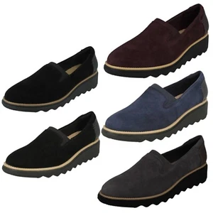 Femmes Clarks à Enfiler Cuir Daim Standard/ Coupe Large Smart Shoes Sharon Dolly - Bild 1 von 10