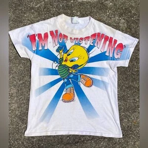 Trashed Vintage Y2K Tweety Bird T Shirt Top:Retro/Looney Tunes Characters 90s - Picture 1 of 16