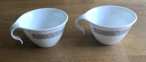Vintage Corelle Hook Cups Woodland Brown Stackable Mugs by Corning Set Of 2 - Picture 1 of 8
