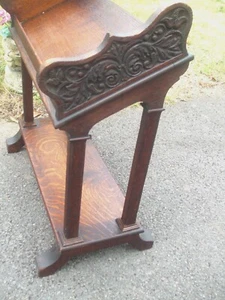 Antique carved oak bookcase, book trough, Killarney Furniture Industries - Picture 1 of 10