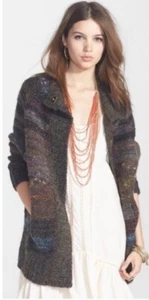 Free People Starlight Shadow Cardigan Sweater Womens Small Pockets Oversized - Picture 1 of 9