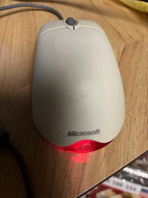 Vintage Off-White Microsoft Wheel Mouse Optical - Tested and Working - Image 1 of 4