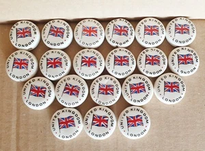 20 x Union Jack Flag Ceramic Circular Beads - Royal UK Flag - Jewellery, Craft - Picture 1 of 11