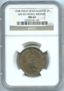 New Caledonia 2 Francs ESSAI 1948 KM E6 NGC MS 62 - Picture 1 of 2