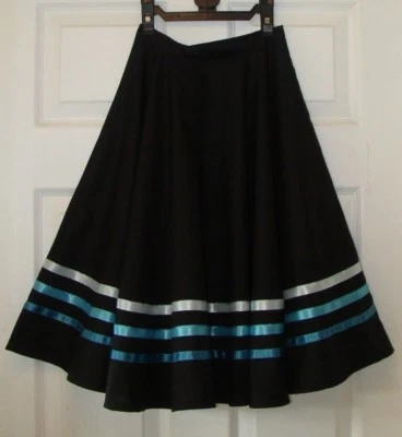 VICTORIA DANCE SCHOOL SHOP RAD IDTA CHARACTER BALLET SKIRT AQUA RIBBONS .Poly/cotton or polyester minimal