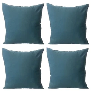 Set of 4 Blue Plain Cushion Covers 18x18" 45x45 Cm Office Home Sofa Decor Zip - Picture 1 of 5