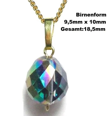 Rheinkiesel Anhänger Tropfen Mystik Topas farbig Gold Double / Walzgold (08-D) - Bild 1 von 4