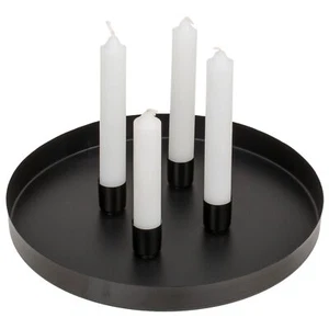 Rundes Metall-Tablett 25 cm mit 4 magnetischen Stabkerzenhaltern Geschenkkarton - Bild 1 von 5