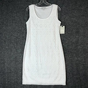 Dana Buchman White Lace Shift Dress Womens S Scoop Neck Sleeveless Cottage Core - Picture 1 of 16