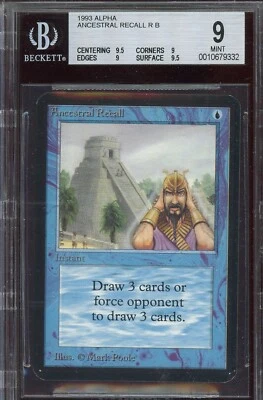 MINT BGS 9 Alpha Ancestral Recall ~ QUAD++9.5 ~ Vintage MTG/Magic!!! - Image 1 of 2