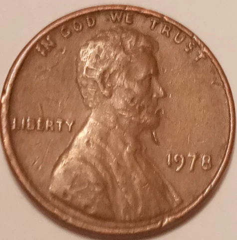 1978 P Lincoln Memorial Error Penny With Major Strike Throughs on Obverse Cover