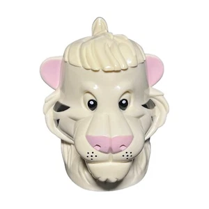TAZA DE TÉ CAFÉ PLÁSTICO CABEZA 3D ALIVIO FACIAL LEÓN BLANCO DISNEY CON TAPA - Imagen 1 de 7