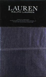 Ralph Lauren 2 KING Kissenbezüge Luna Streifen Blau Denim Landhaus Ziernaht - Bild 1 von 5