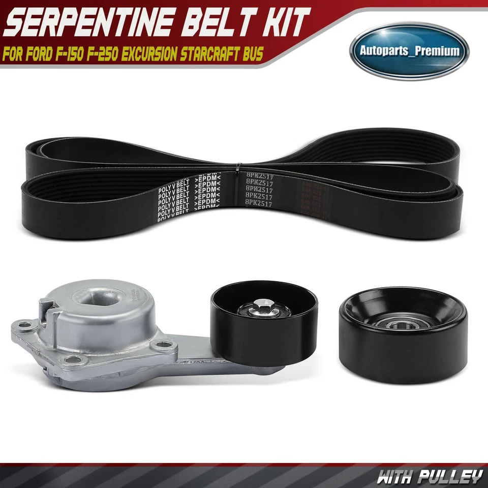 3x Serpentine Belt Drive Component Kit w/ Air Conditioning for Ford F-150 F-250 - Image 1 of 4