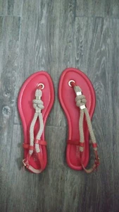 Michael Kors Holly Rope Sandals Coral Leather US9.5 (UK7/7.5) - Picture 1 of 2