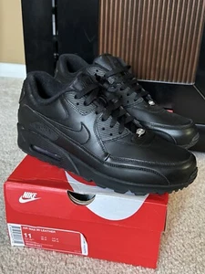Nike Air Max 90 Leather Black 302519001 Men’s Size 11 NIB New - Picture 1 of 8