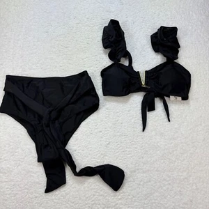 Moda Estilo Belleza Vida Bikini Conjunto Volantes Corbata Cintura Alta Traje de Baño - Imagen 1 de 7