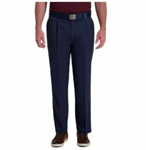 Haggar Men's Cool Right Performance Flex ,Pleated Pant, Ink, 38W X 34L - Picture 1 of 12