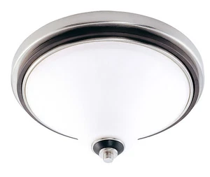 Brushed Nickel With Ebony Wood And Satin White Glass LED Flush Ceiling $205 - Picture 1 of 1
