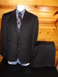Joseph Abboud 42R W36 L30 Black Microchecked Slim Fit Super 110s Wool Suit - Picture 1 of 12