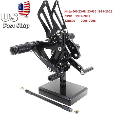 数控齿轮脚钉踏板适用于川崎忍者ZX6R ZX636 09-2015 ZZR600 05-08 — 第 1/4 张图片