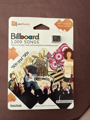 New Sandisk Sansa SR Slot Radio Billboard 80s and 90s Music Card 1000 Songs - Image 1 of 2