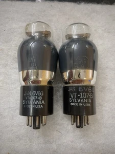 Sylvania 6V6G 6V6GT 6V6 Foil Getter NOS Tested Excellent Matched Pair - Picture 1 of 7