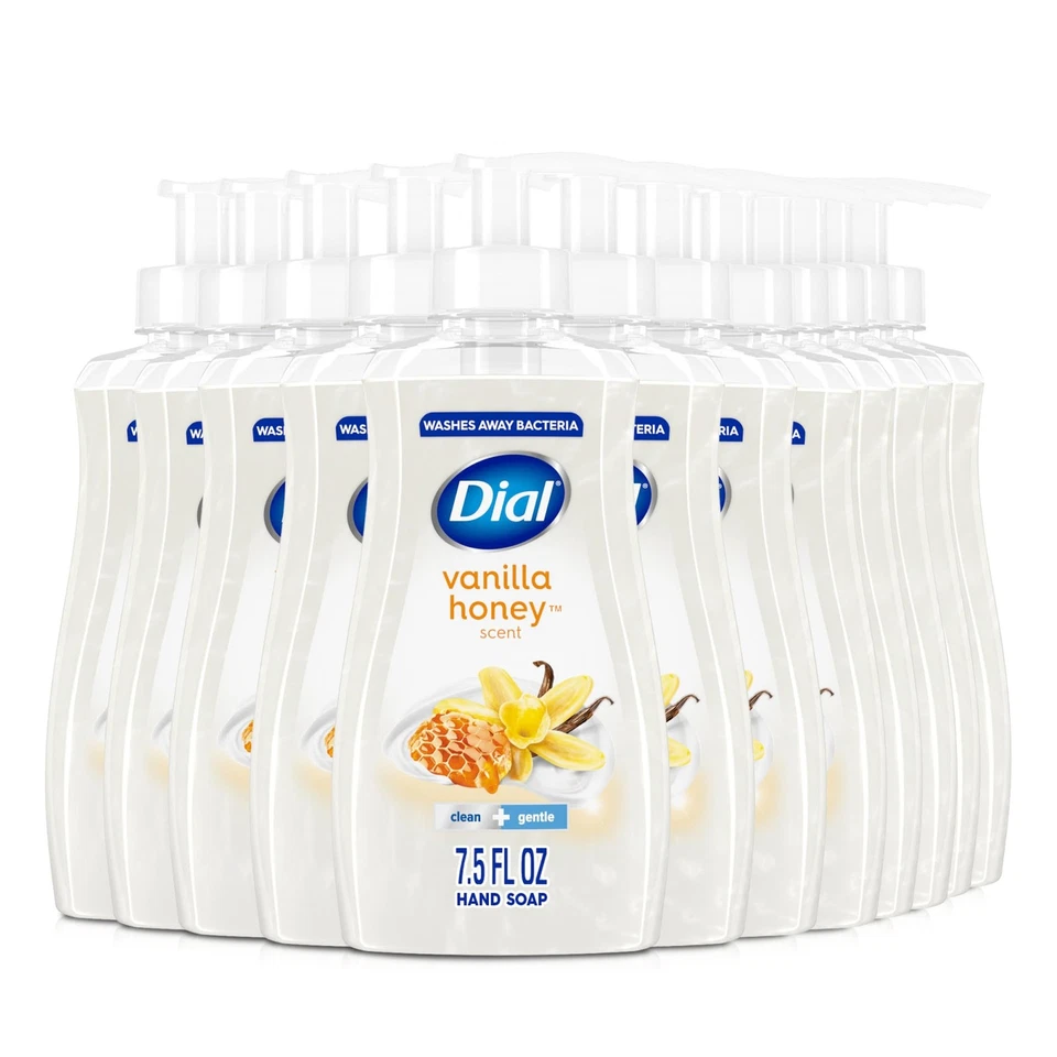 Jabón líquido de manos Dial miel de vainilla 7,5 fl oz paquete de 12 - hidratante Foto 1 de 4