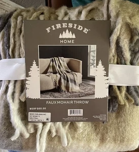 Fireside Home Faux Mohair Überwurf, 50" x 60", braun/grau/cremeweiß, gebraucht nicht benutzt - Bild 1 von 5
