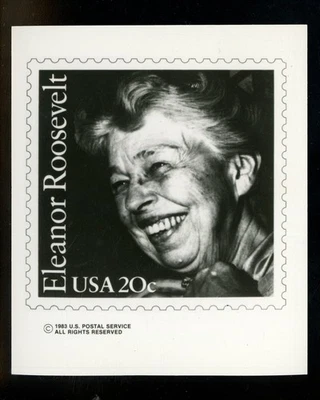 US Stamp FDC Publicity Photo Essay #2105 20c Eleanor Roosevelt 28 mm WHITE 1984 - Image 1 of 2