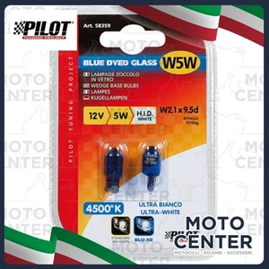 COPPIA LAMPADE PILOT TUTTO VETRO BLU T10 (W5W) 12 V. - 5W - W2,1X9,5D - Picture 1 of 1