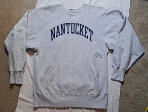 90’s Vintage Nantucket CHAMPION REVERSE WEAVE Sweatshirt XL Grey Mass Cape Cod - Bild 1 von 9