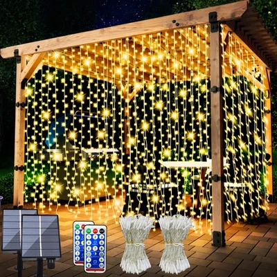 2 Pack Upgraded Solar Curtain Lights Remote Control, Outdoor Garden Lights 30... - Image 1 of 4