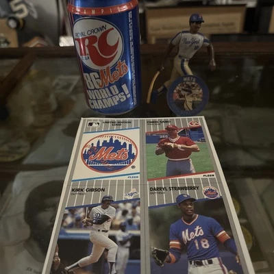 Vintage 1980s NY Mets Lot (4) World Series Champs Can -7-11 Daryll S-SLU-Fleer - Image 1 of 4