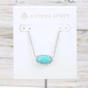NWT Kendra Scott Elisa Turquoise Magnesite Necklace Silver Tone - Picture 1 of 7