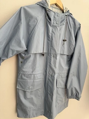 Vintage L.L Bean Hooded Rain Coat Jacket Women’s Sz M Pockets Full Zip / Snap - Image 1 of 4