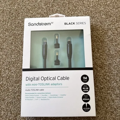 SANDSTROM AV Black Series S1OPT114X Digital Optical Cable 1M- RRP34.99 - Image 1 of 2