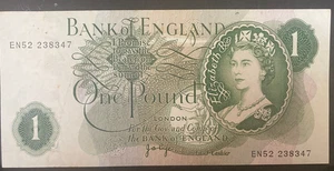 England, 60er Jahre, Queen Elizabeth, 1 Pfund, Geldschein, gebraucht / zirkuliert - Bild 1 von 2