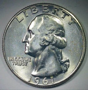 1961 - P Washington Quarter, Silber - Stempelglanz (A307) - Bild 1 von 2