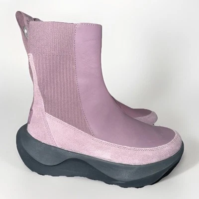 The North Face Halseigh Knit Platform Leather Boots Purple Women’s Size 6 New - Image 1 of 4