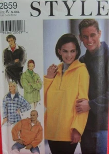 Style 2859 Mens Womens Small 34-36 Pullover Sweat Fleece Knit Jacket Pattern - Picture 1 of 2
