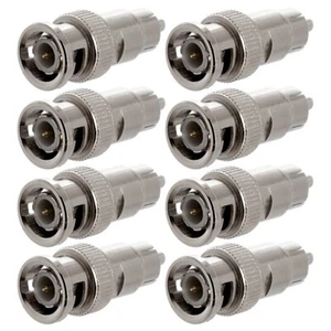 8x BNC Male to RCA Male Plug Coax/Coaxial Video Cable Adapter CCTV Connector - Picture 1 of 3