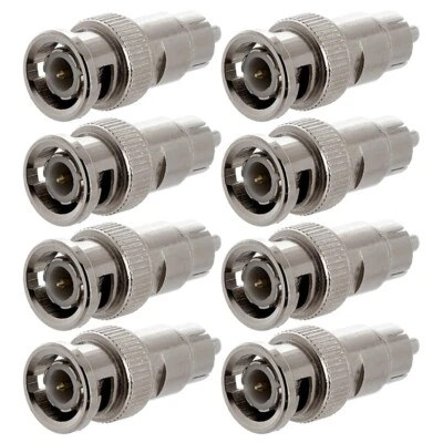 8x BNC Male to RCA Male Plug Coax/Coaxial Video Cable Adapter CCTV Connector - Image 1 of 3