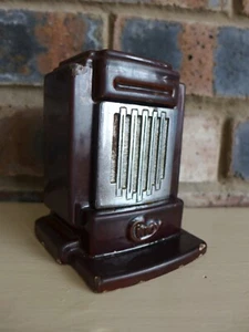 Vintage French Ciney  Money Box Brown Enamel Stove Collector Home Cottage Decor - Picture 1 of 6