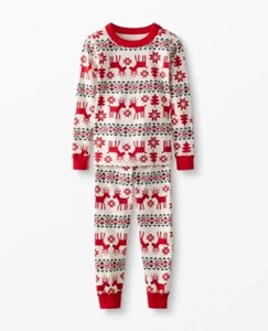Hanna Andersson Sz 8 / 130 Deer 2-Pc Holiday ORGANIC Pajama Set Girls Boys NEW - Picture 1 of 3