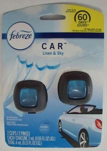 Febreze Car Clips 2 Pack "Linen & Sky" Air Freshener - Combine Shipping - Picture 1 of 1