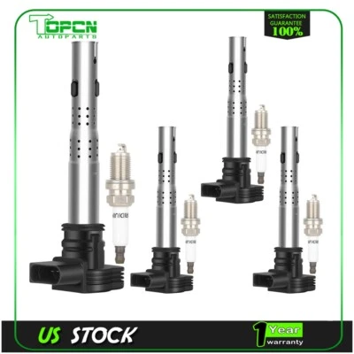 4x Ignition Coils & 4x Iridium Spark Plugs for 2013-2015 Audi RS5 4.2L V8 - Image 1 of 4